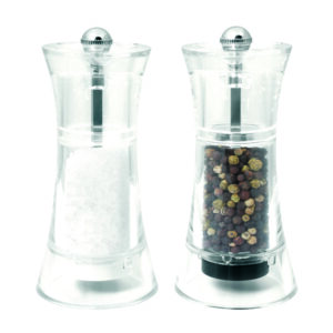 13cm acrylic peppermill & saltmill set