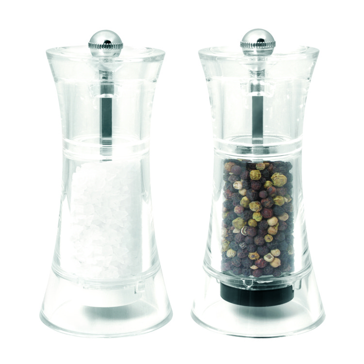 13cm acrylic peppermill & saltmill set