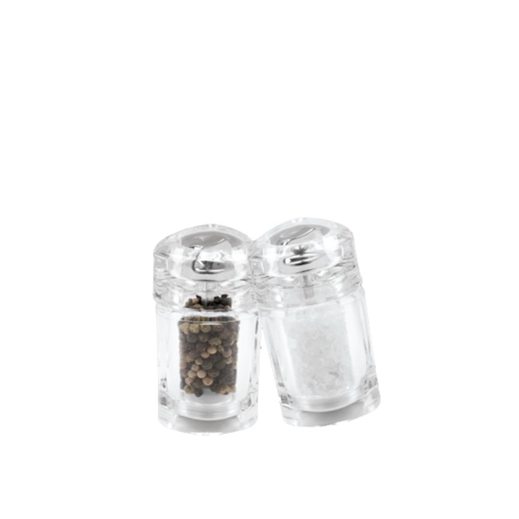 8.5cm/15cm tall acrylic peppermill & salt shaker set - Image 2