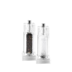 12cm/13.5cm/15cm tall square acrylic peppermill & salt mill set