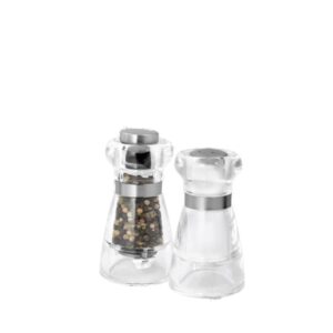 11cm/16.5cm tall acrylic peppermill and salt shaker set