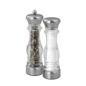 FION Stainless Steel Top & Bottom Acrylic Body Peppermill / Salt Mill / Shaker / Set of 2