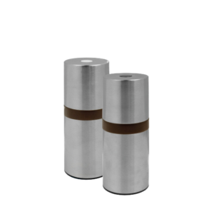 11.5cm tall SS cylindrical Peppermill and Salt Mill Set with wood ring