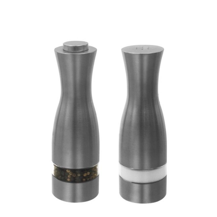13.5cm/18cm tall Stainless Steel Peppermill Shaker Set - Image 2