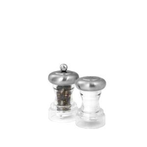 Stainless steel top acrylic body peppermill and shaker set