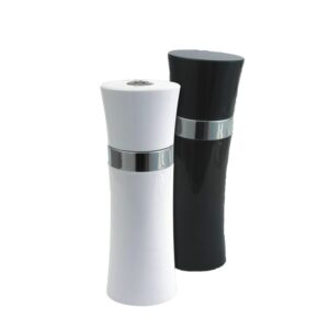12.5cm tall black peppermill & white salt mill/shaker set