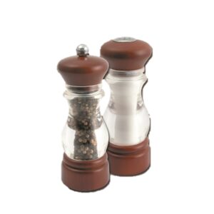 Beech Wood top & bottom Acrylic body Peppermill & Salt shaker set