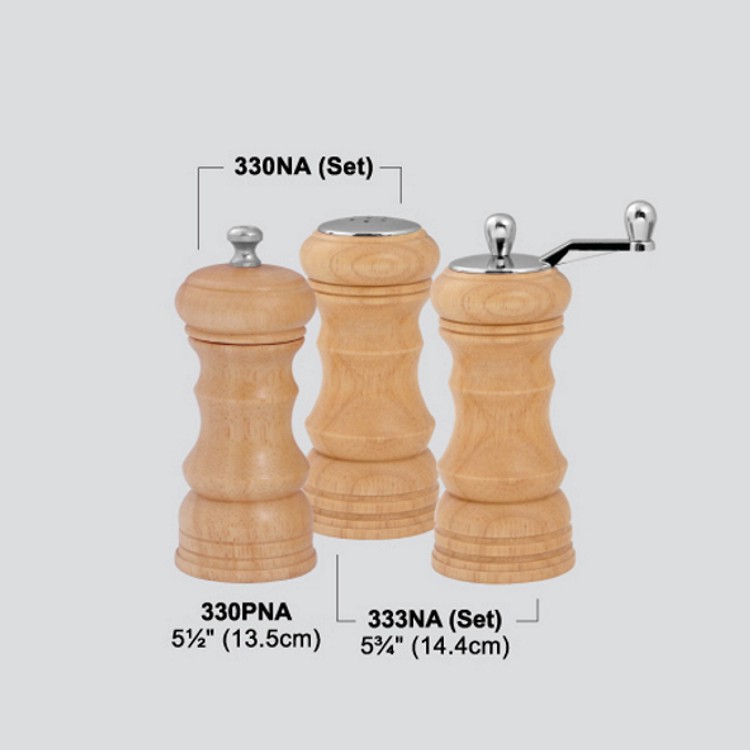 13.5cm/15cm wood peppermill with/without handle & Salt shaker set