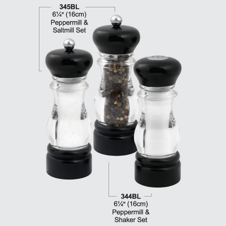 Beech Wood top & bottom Acrylic body Peppermill & Salt mill/shaker set - Image 2