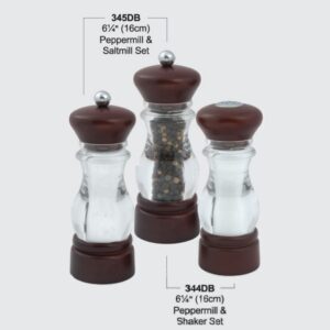 Beech Wood top & bottom Acrylic body Peppermill & Salt mill/shaker set