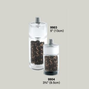 '9.5/13cm cyclindrical acrylic body peppermill and salt shaker combo