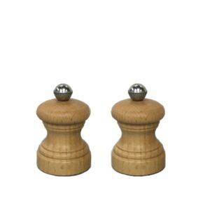 6.5cm tall wood pocket peppermill & Saltmill set (Gum wood)