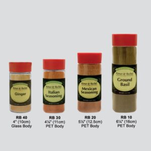 10/11/12.5/16cm tall PET or Glass body plastic top shaker