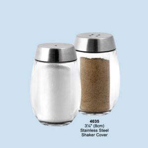 8cm tall stainless steel top acrylic body pepper and salt shaker set