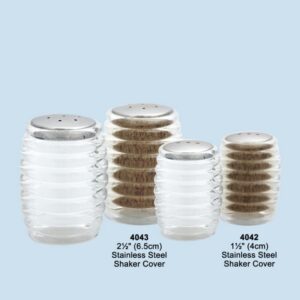 4cm/6.5cm tall stainless steel top Acrylic Pepper & Salt Shaker Set