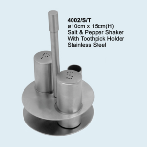Stainless steel shaker set with toothpick holder with stand