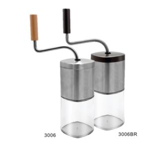 Stainless steel top coffee grinder with beechwood handle