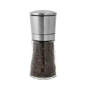 14.5cm glass body stainless steel top adjustable grinder with lid